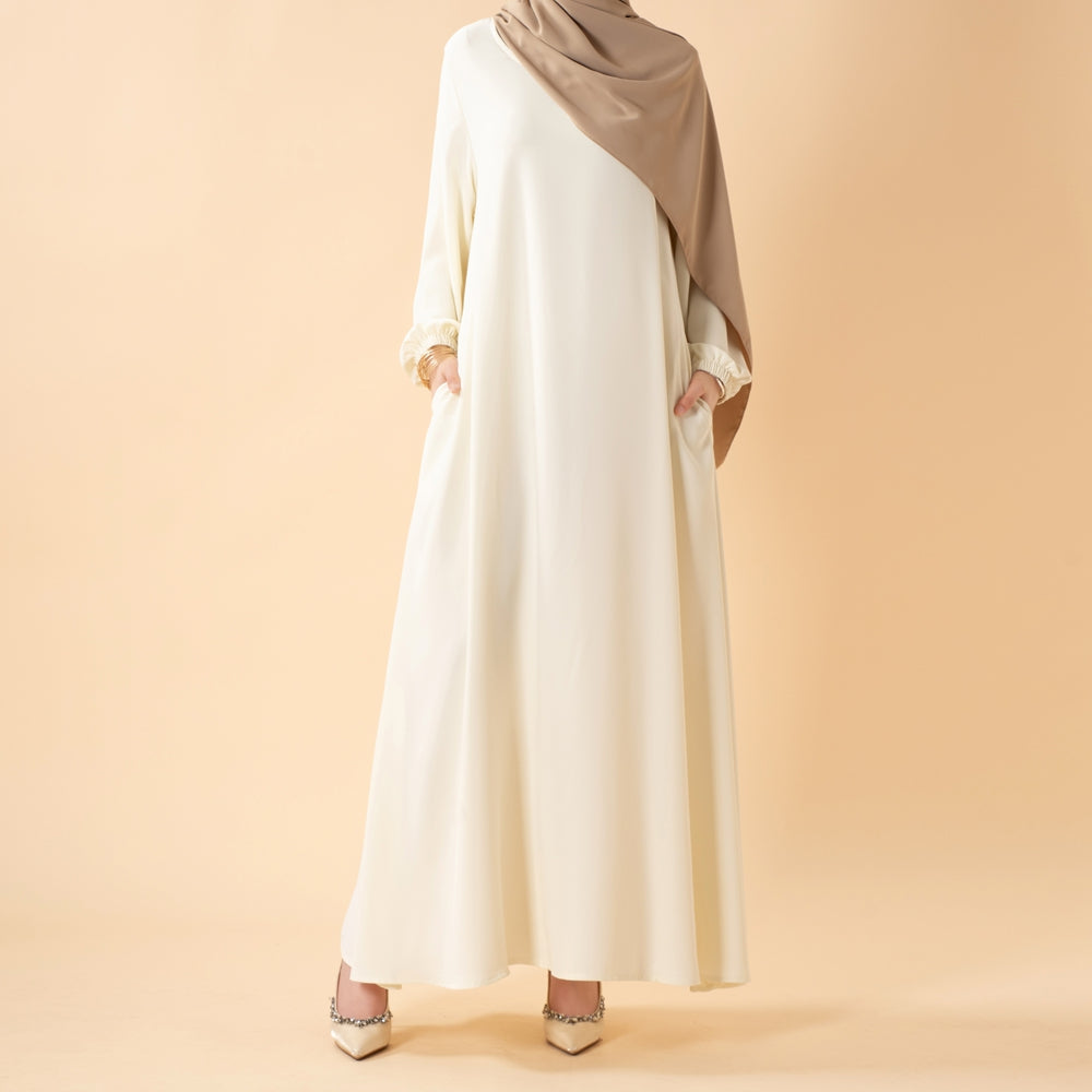 Abaya coupe parapluie essentielle premium à poches polyvalentes (MA113)