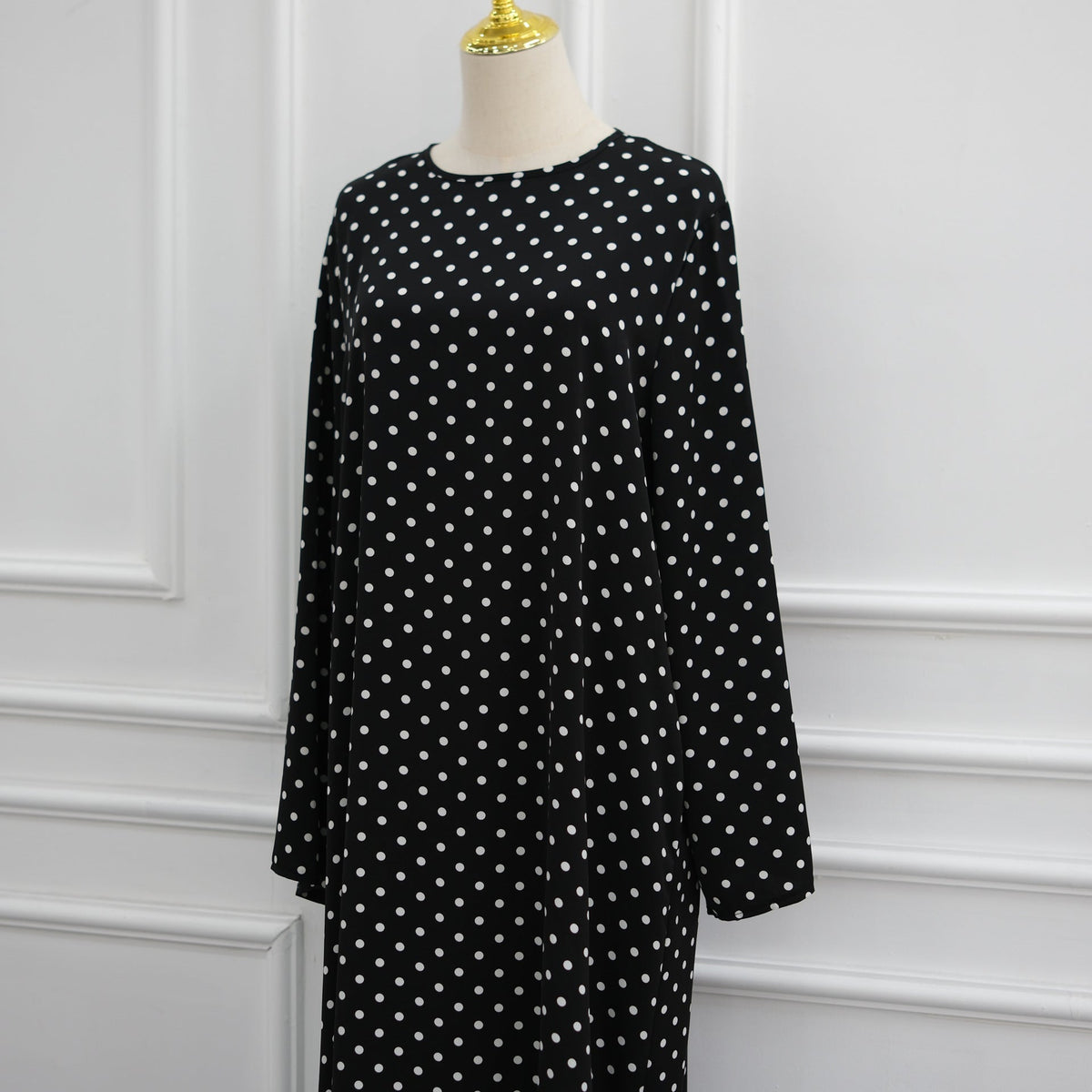 Abaya Maxi Dress Manches Évasées à Pois (MA464)