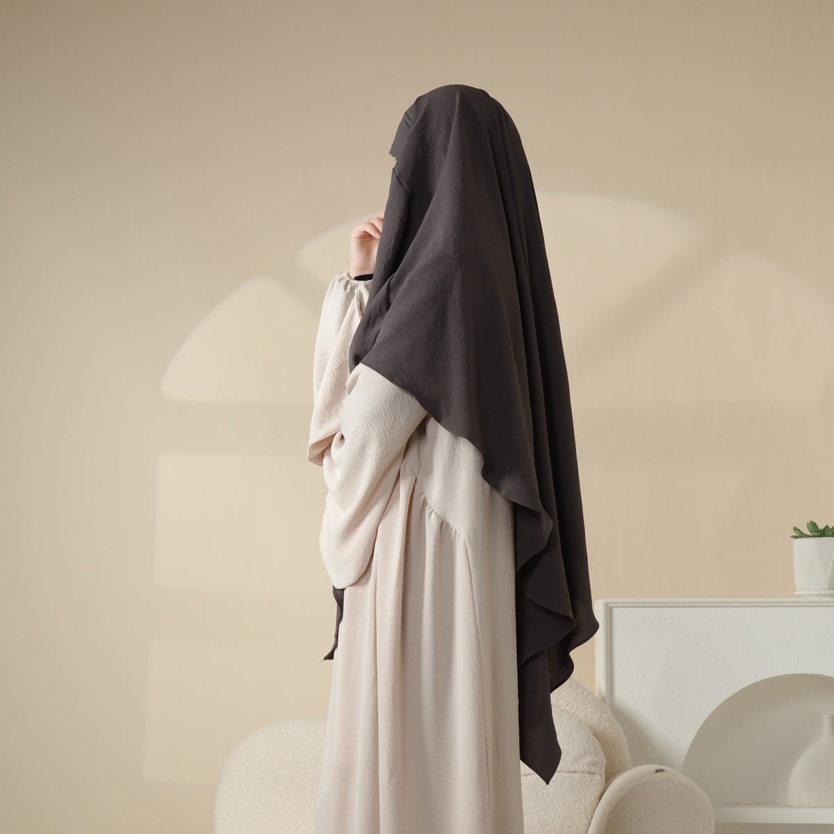 Nouveau Khimar Crêpe 1 Couche | Khimar en Matière Crêpe Souple (MK009)