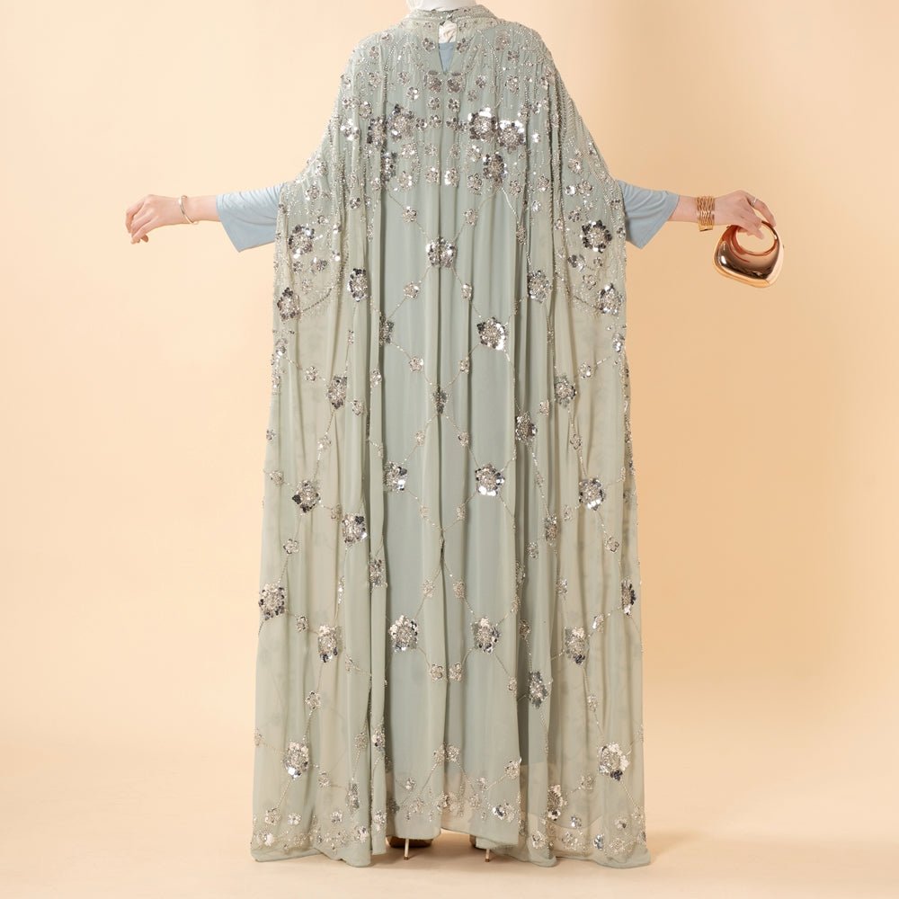 Abaya Batwing Brodée de Paillettes (MA454)