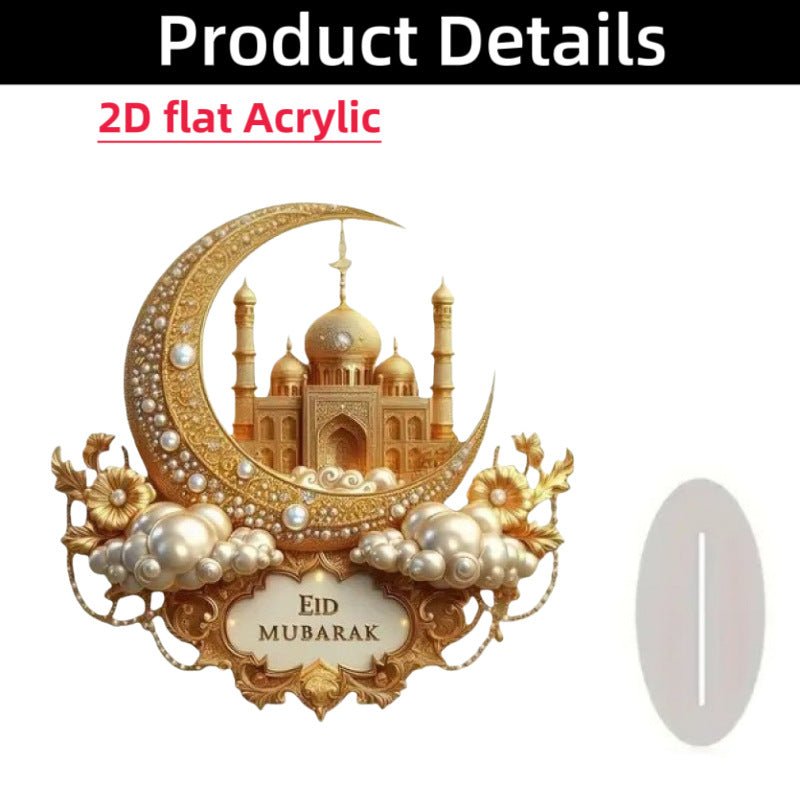 Croissant islamique avec motifs islamiques - Ornement de bureau en acrylique (MAC398)