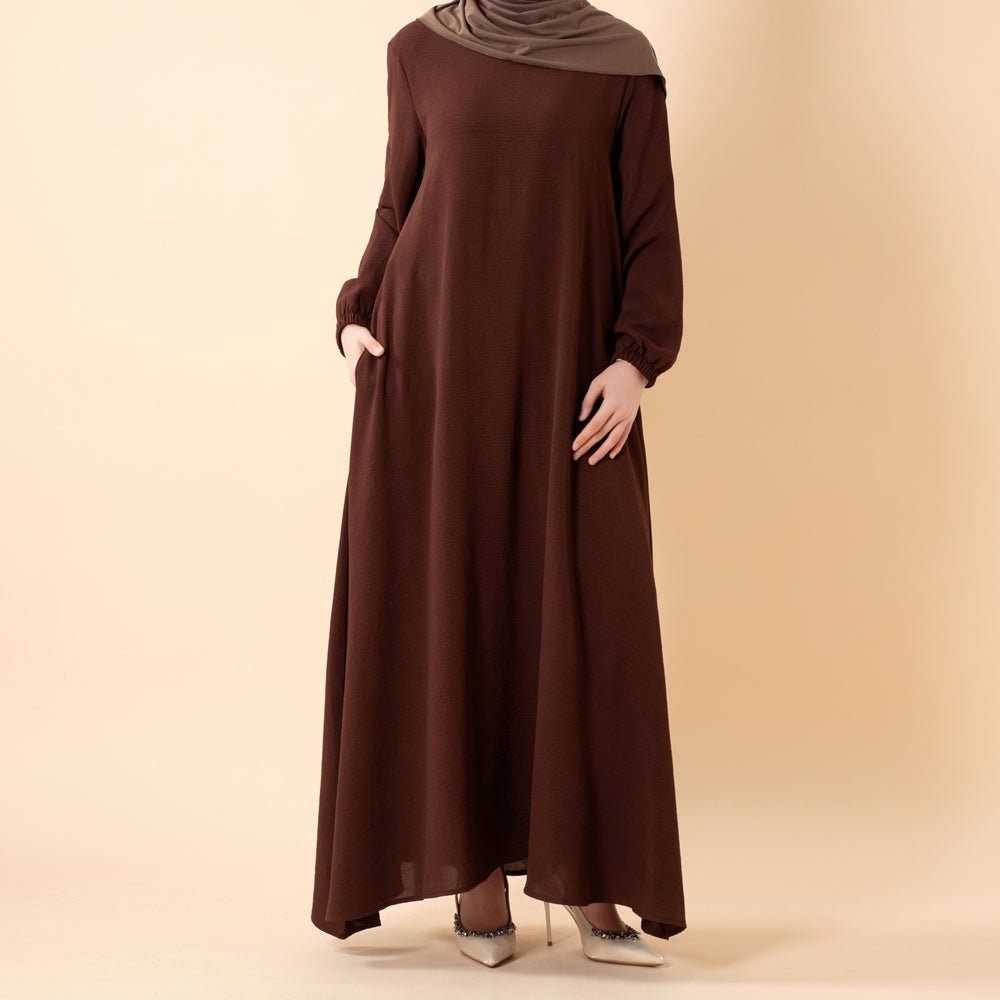 Robe Maxi Fluide Essentielle en Crêpe avec Poches (MA385)