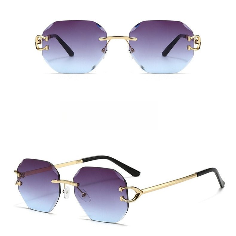 Lunettes de soleil vintage sans monture à bords taillés - Modèle statement polygonal sans cadre (MAC266)