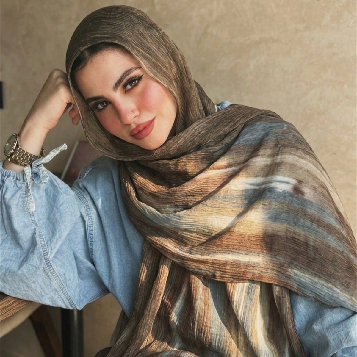 Écharpe Tie-Dye Dégradé en Rayonne | Hijab Dégradé en Rayonne (MH216)