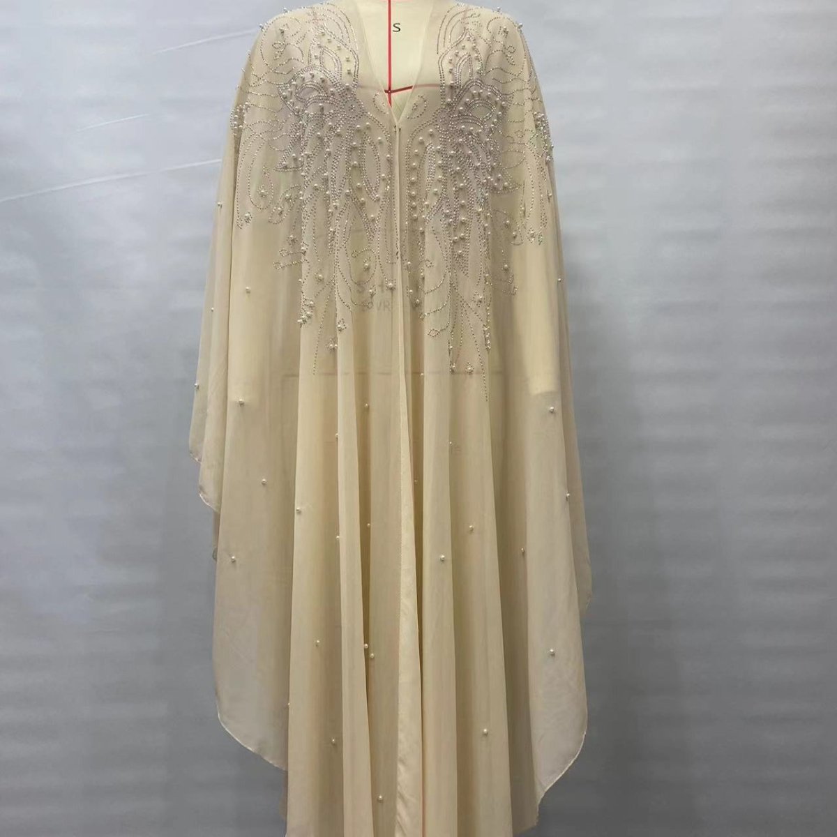 Cape Abaya à capuche ornée de cristaux et de perles (MA366)