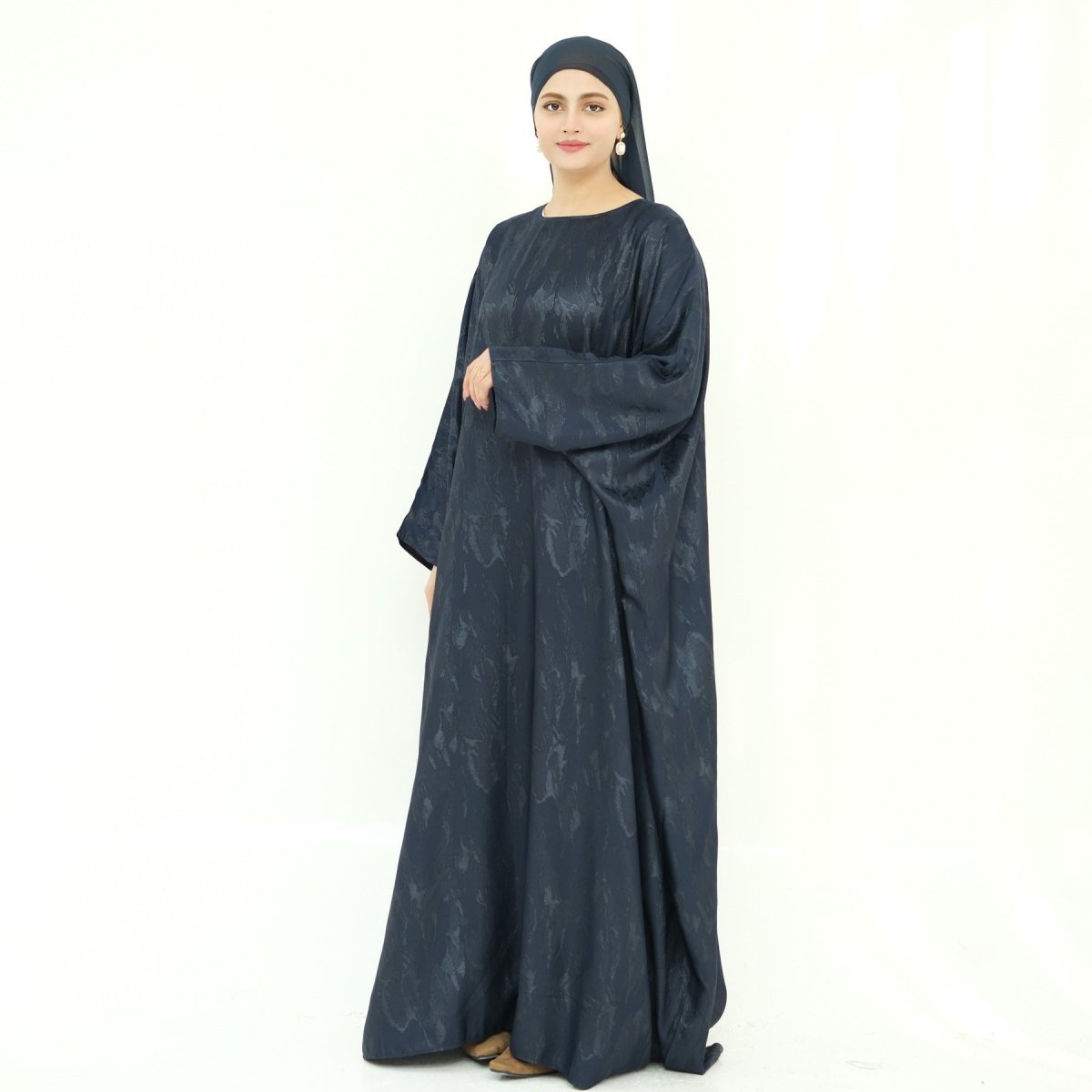 Abaya Maxi Manches Chauve-souris Jacquard (MA447)
