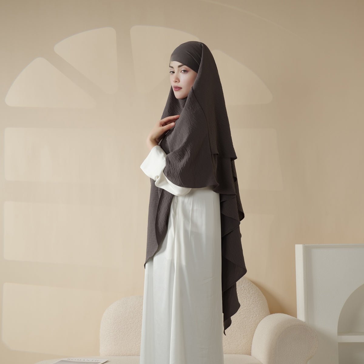 Nouveau Khimar Deux Couches en Crêpe (MK010)