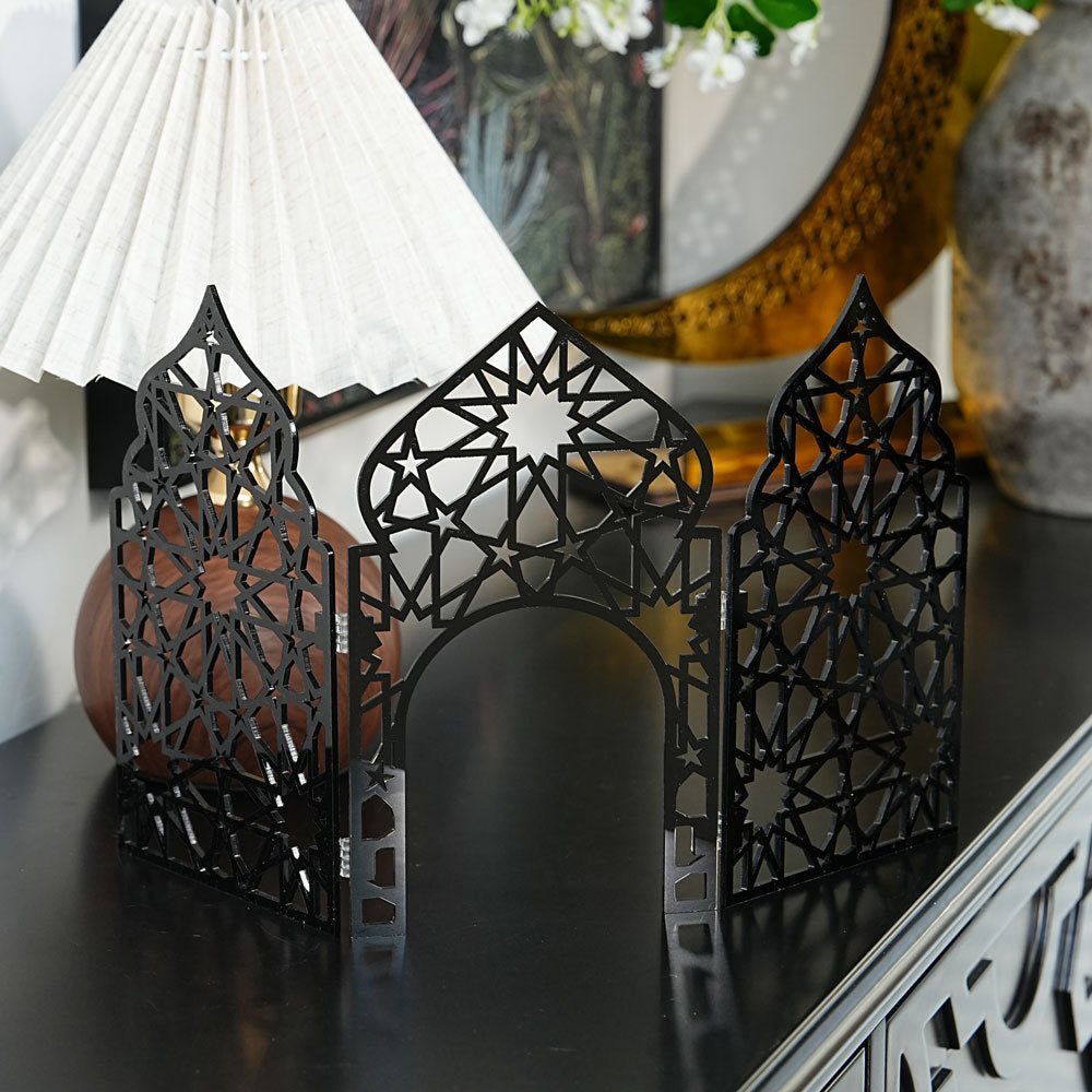Paravent Pliant en Acrylique Islamique à Motif Ajouré - Décoration de Bureau (MAC402)