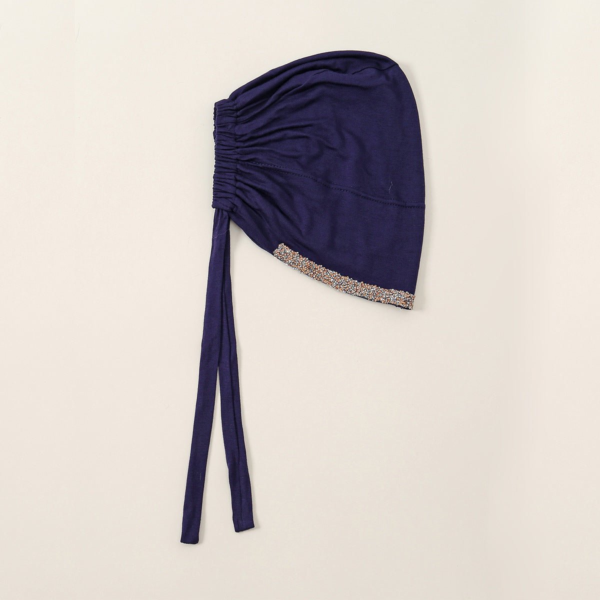 Bonnet Hijab de Luxe en Coton Mercerisé, Orné de Cristaux, Réglable avec Lacet Élastique, Design Respirant (MH115)