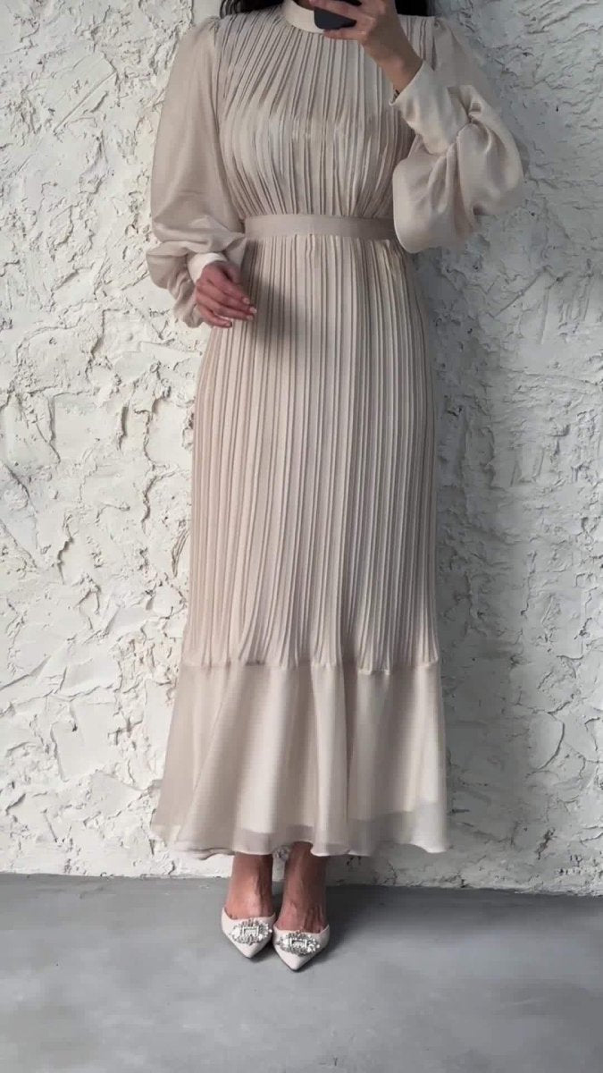 Robe Abaya élégante et légère à jupe longue texturée et manches bouffantes (MA201)