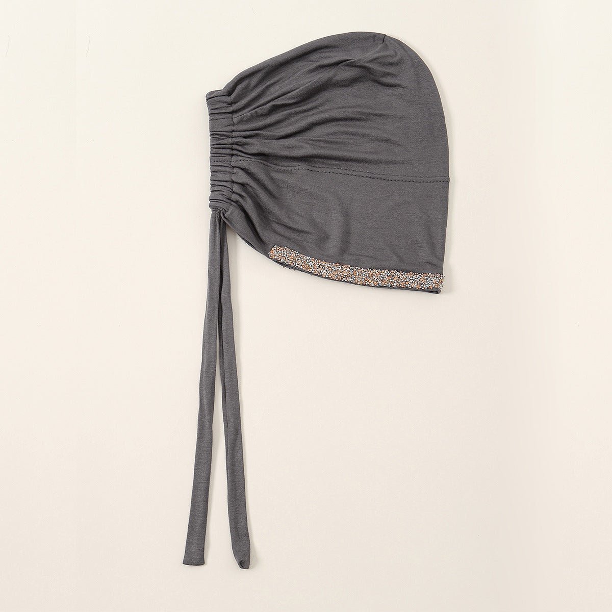 Bonnet Hijab de Luxe en Coton Mercerisé, Orné de Cristaux, Réglable avec Lacet Élastique, Design Respirant (MH115)