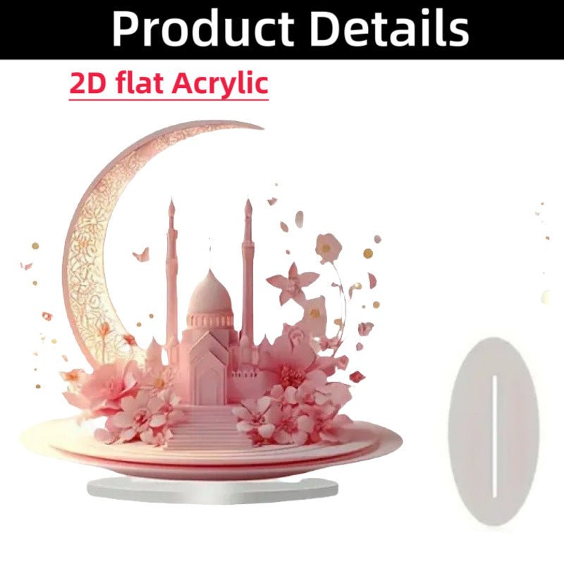 Croissant islamique avec motifs islamiques - Ornement de bureau en acrylique (MAC398)