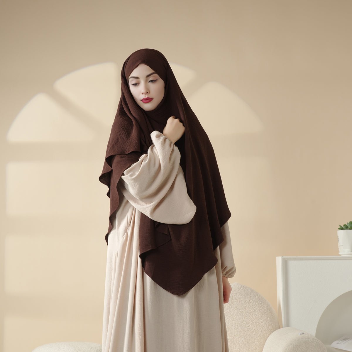 Nouveau Khimar Deux Couches en Crêpe (MK010)