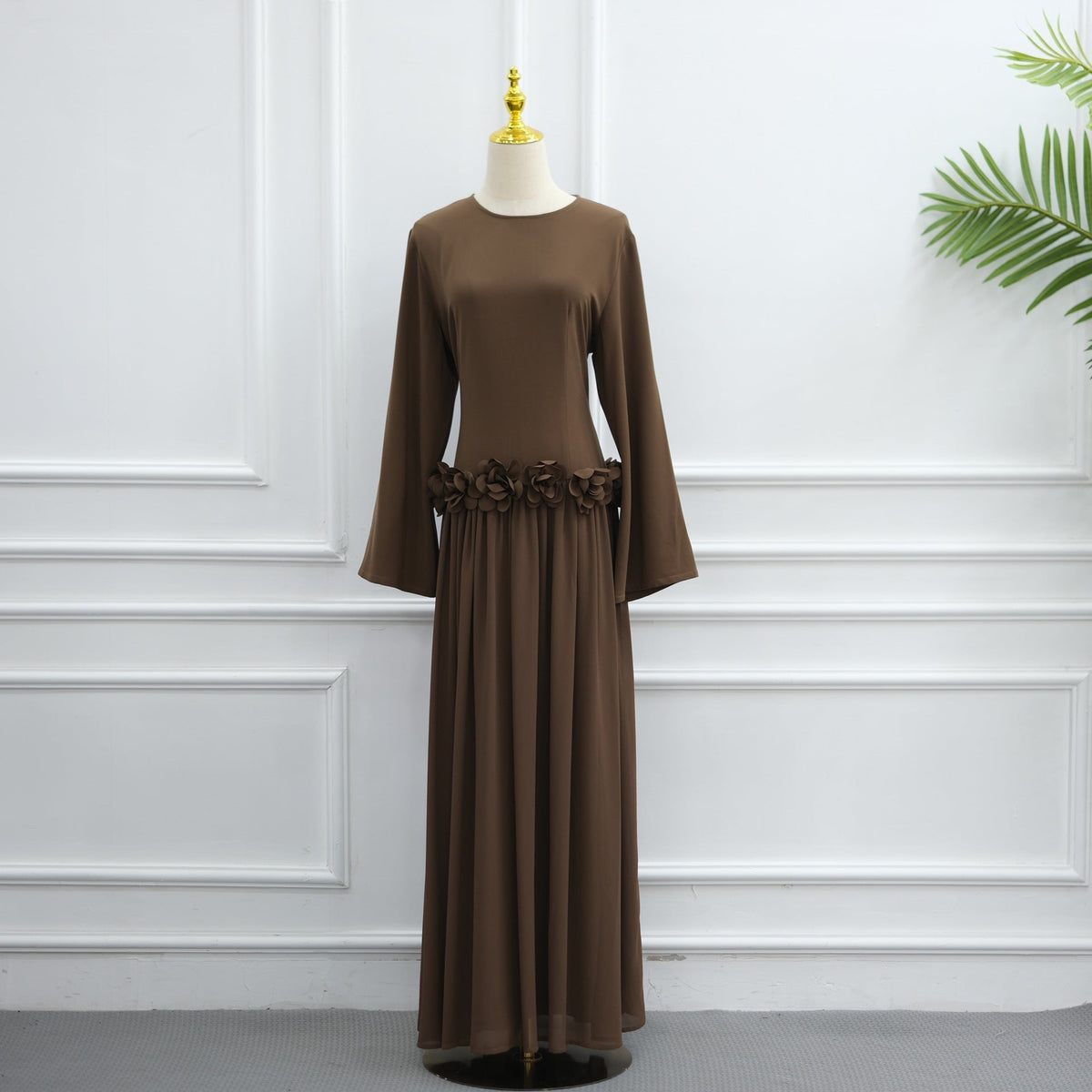 Robe Maxi Ajustée à la Taille 3D Rose(MS515)
