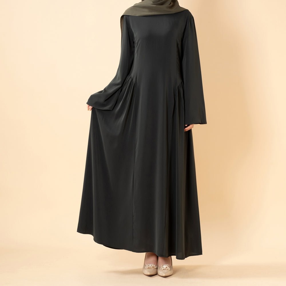 Robe Nida Évasée Maxi avec Jupe Patineuse Plissée & Manches Cloche Larges (MS435)