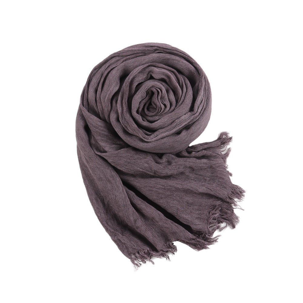 Hijab en Rayonne Texturée Froissée Coloris Unis Hijab Enveloppant Respirant pour Femme (MH145)
