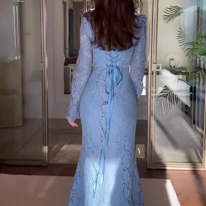 Robe de luxe en dentelle avec manches évasées (MS339)