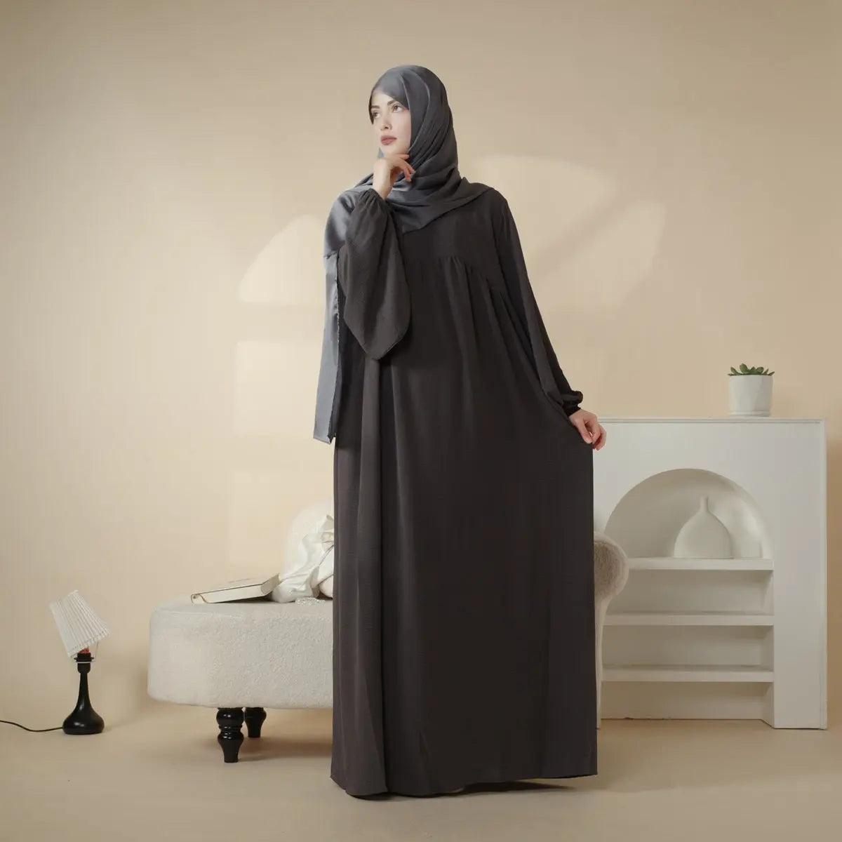 Abaya Réversible en Tissu Crêpe (MA035)