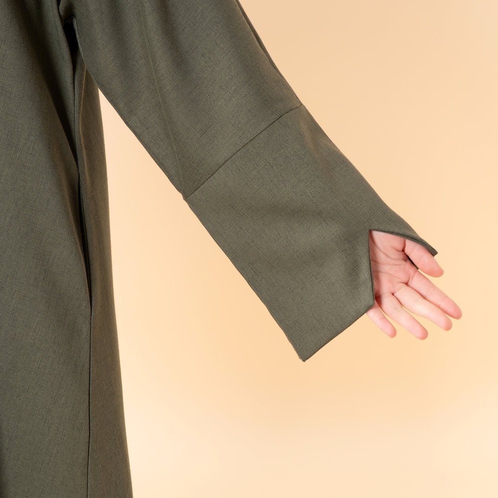 Abaya pull effet lin premium avec poches (MA341)