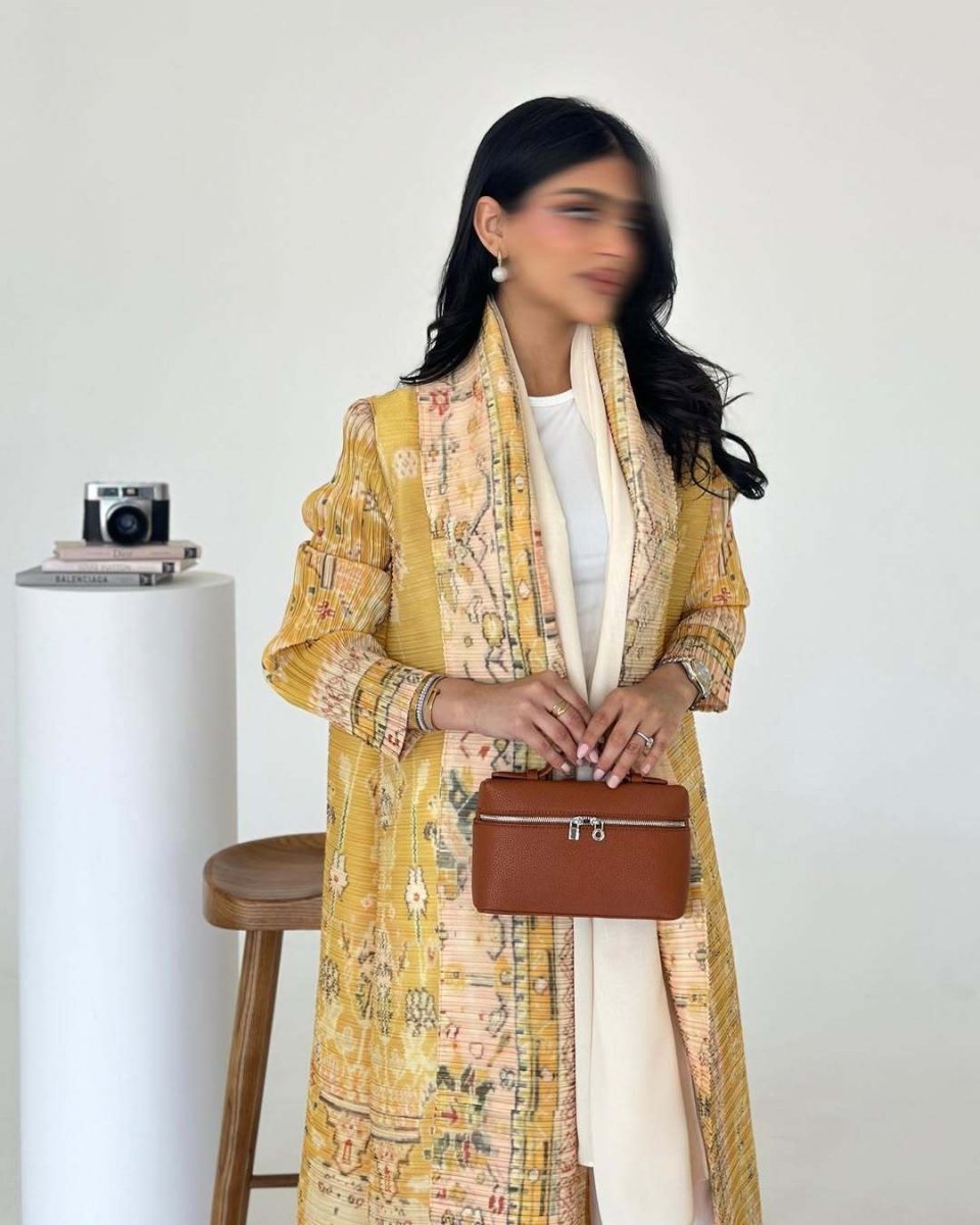 Trench-coat Musulman à Imprimé Floral - Veste Cape Robe Modeste pour la Ville (MOA212)