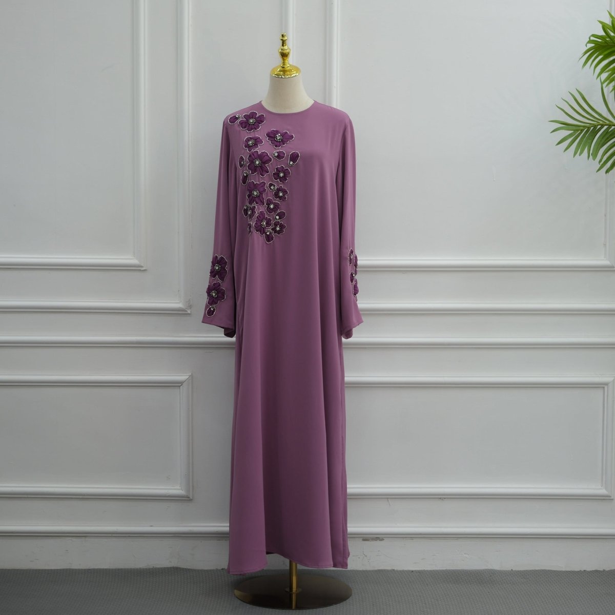 Robe Maxi Floral 3D Perlée à la Main (MA466)