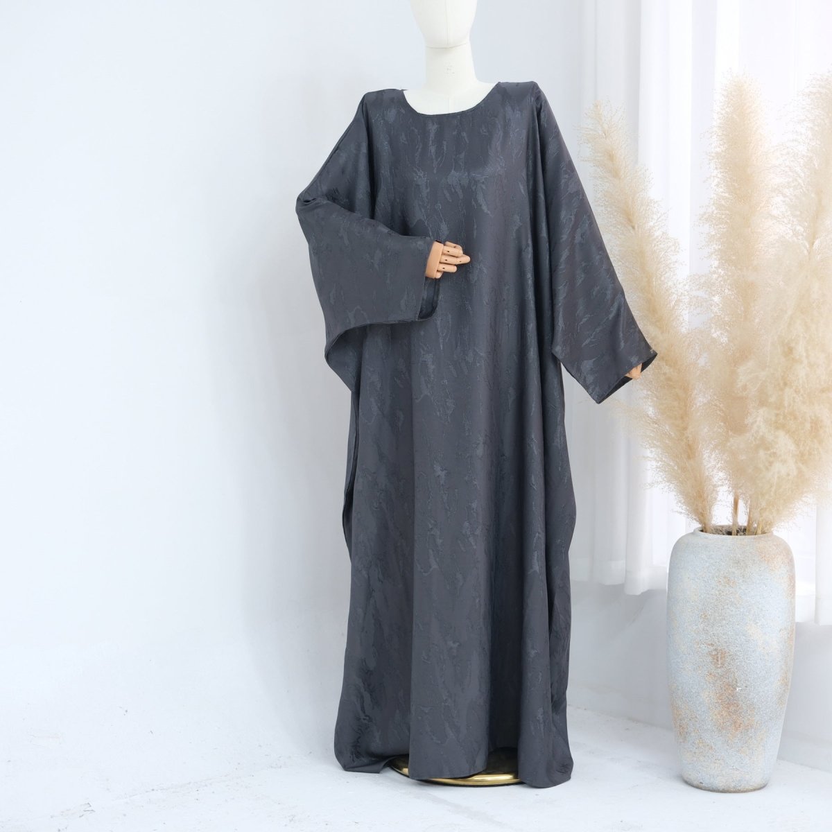 Abaya Maxi Manches Chauve-souris Jacquard (MA447)
