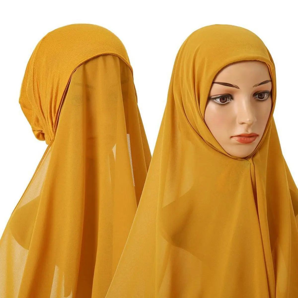 Hijab Instant en Mousseline avec Bonnet Intégré (MH004)