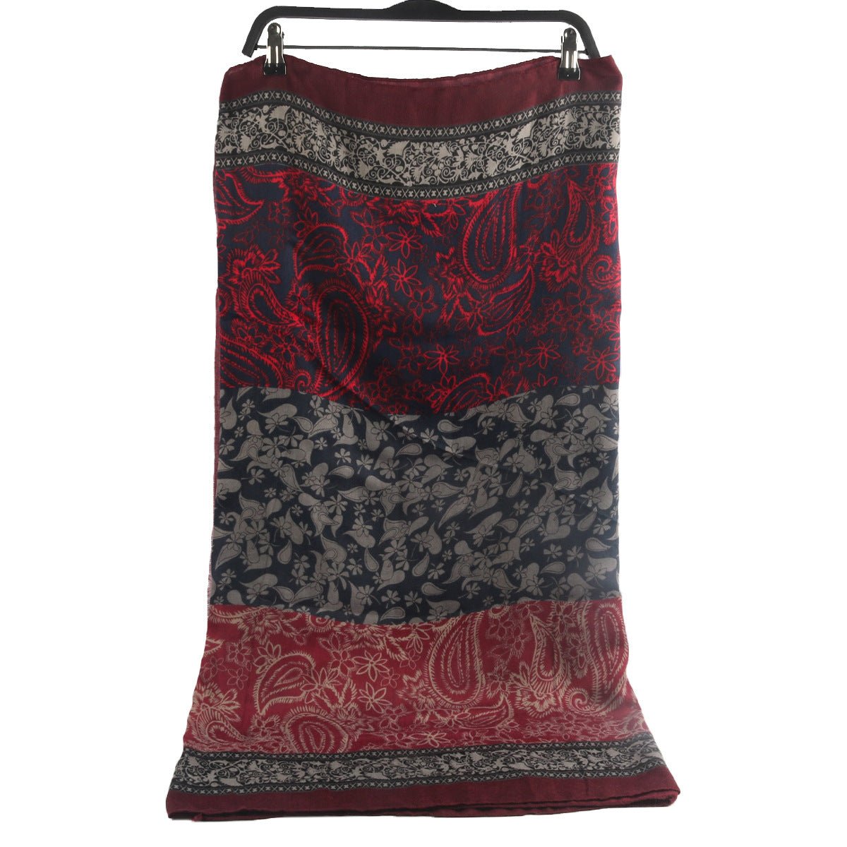 Écharpe Hijab Imprimé Paisley Toucher Cachemire | Châle 180x85cm à Franges avec Motifs Traditionnels (MH150)