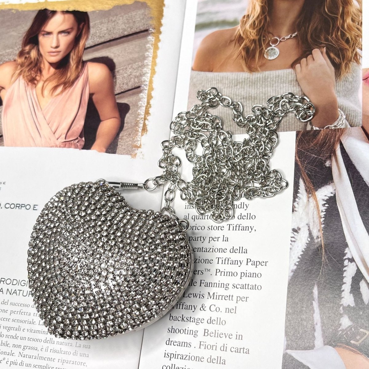 Sac bandoulière étincelant en forme de cœur – Mini sac à main orné de strass pour un glam au quotidien (MAC279)