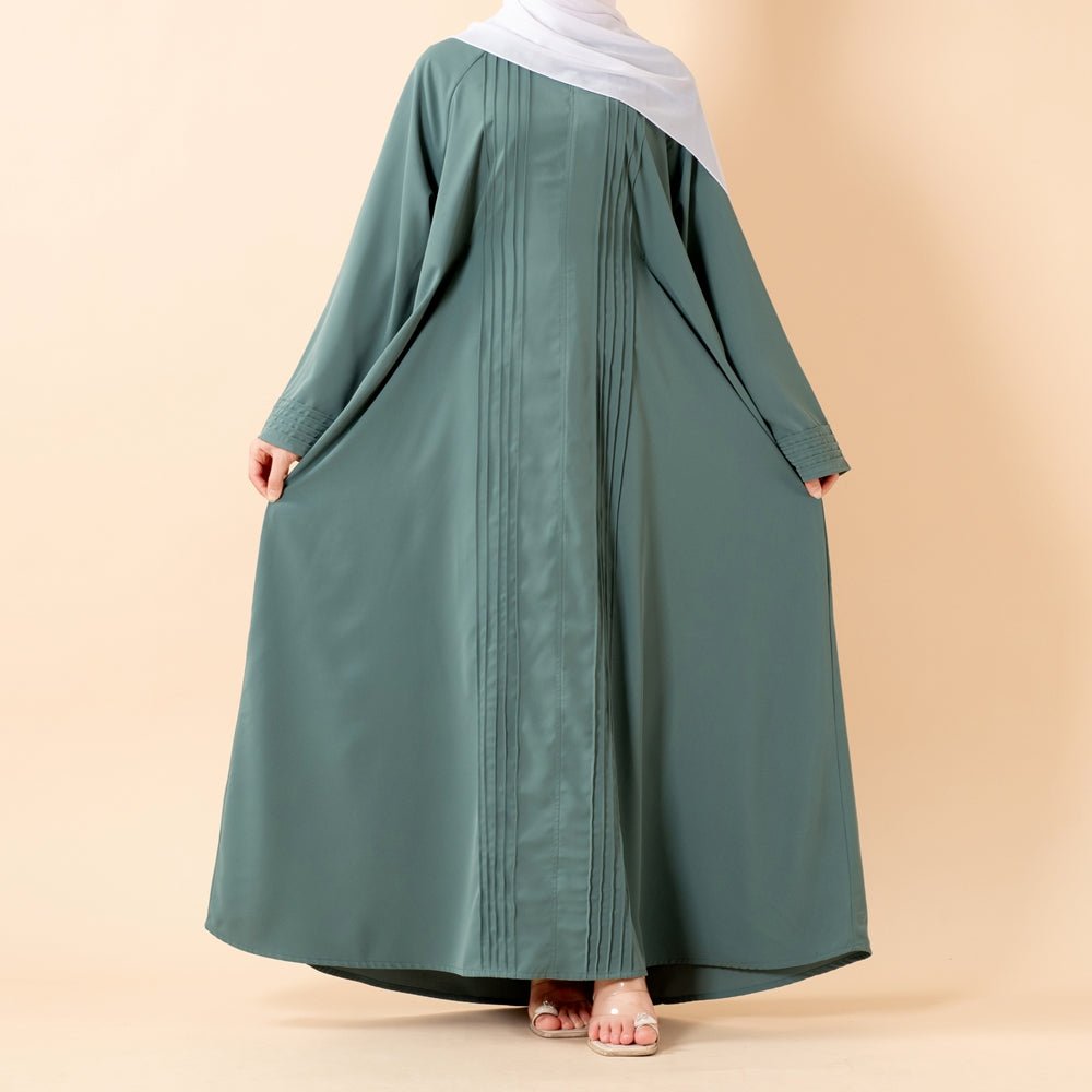 Abaya Serene plissée en georgette, coupe ample et longueur intégrale, style modeste (MA254)