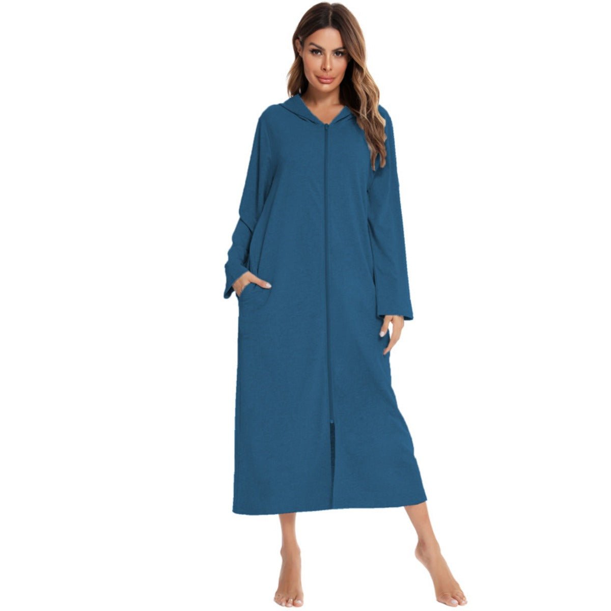 Cardigan long zippé et douillet avec poches | Confort Loungewear (MS110)
