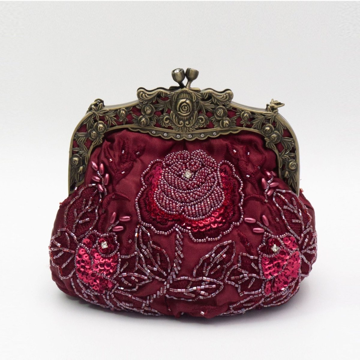 Pochette de soirée brodée de roses avec sequins et perles (MAC291)