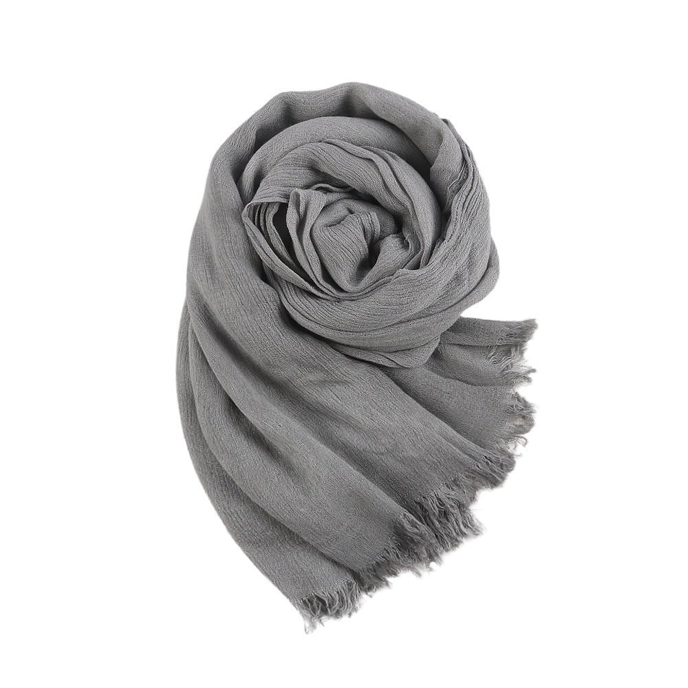 Hijab en Rayonne Texturée Froissée Coloris Unis Hijab Enveloppant Respirant pour Femme (MH145)