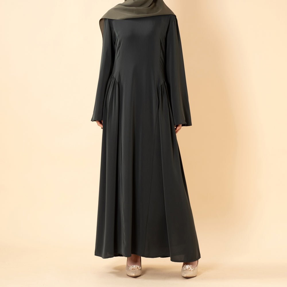 Robe Nida Évasée Maxi avec Jupe Patineuse Plissée & Manches Cloche Larges (MS435)