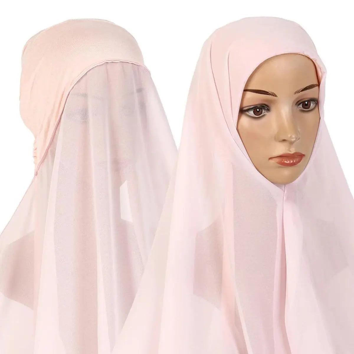 Hijab Instant en Mousseline avec Bonnet Intégré (MH004)