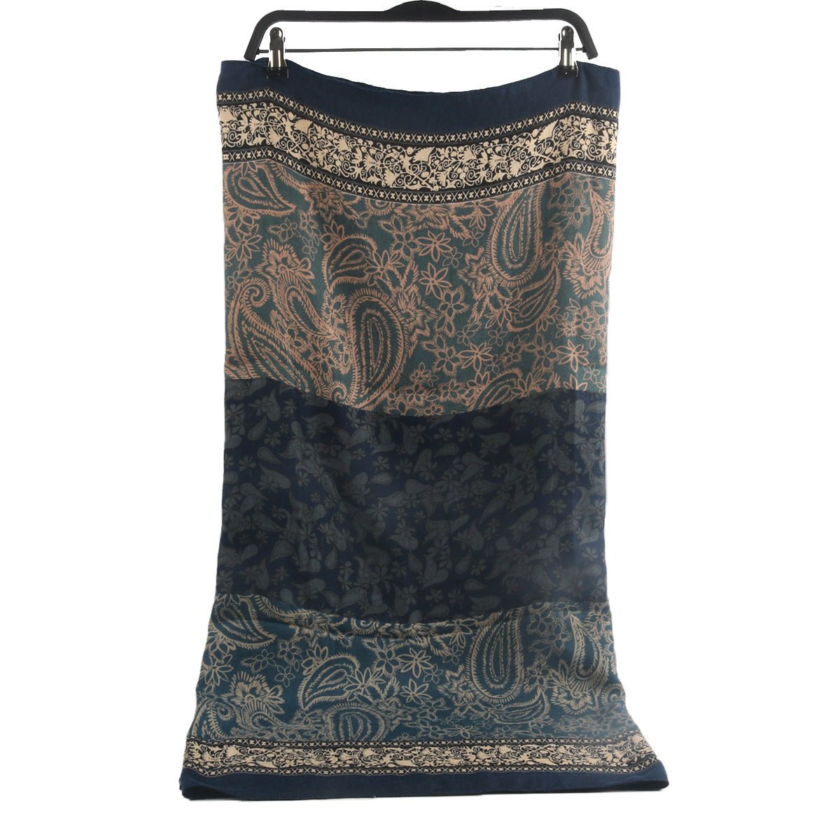 Écharpe Hijab Imprimé Paisley Toucher Cachemire | Châle 180x85cm à Franges avec Motifs Traditionnels (MH150)
