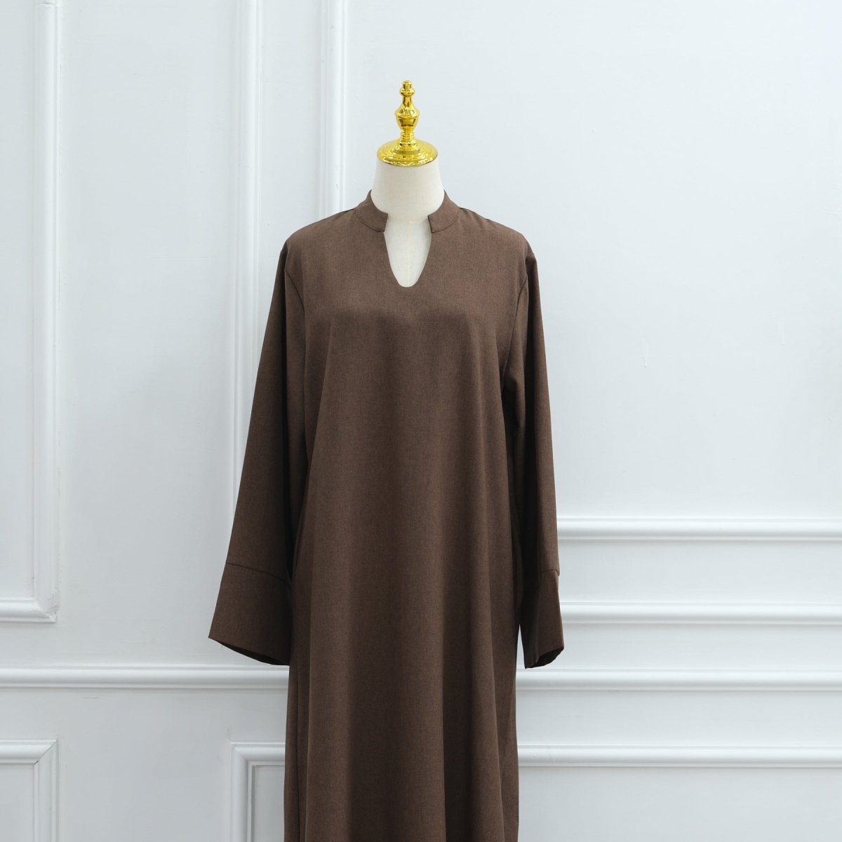 Abaya oversize à col en V avec poches | Robe longue unie à manches larges (MA331)