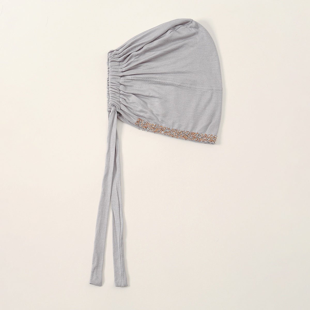 Bonnet Hijab de Luxe en Coton Mercerisé, Orné de Cristaux, Réglable avec Lacet Élastique, Design Respirant (MH115)