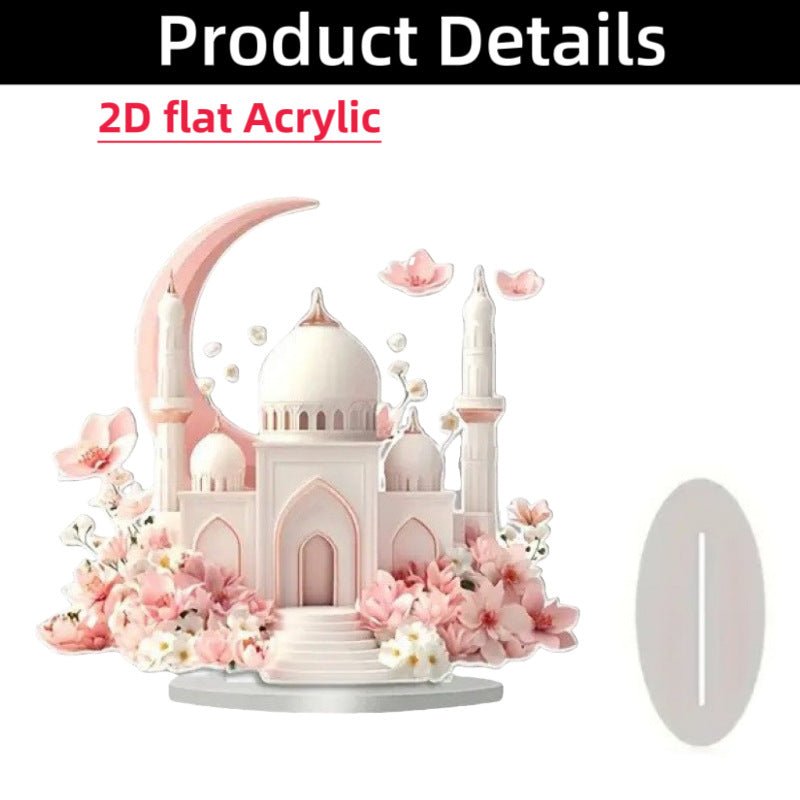 Croissant islamique avec motifs islamiques - Ornement de bureau en acrylique (MAC398)