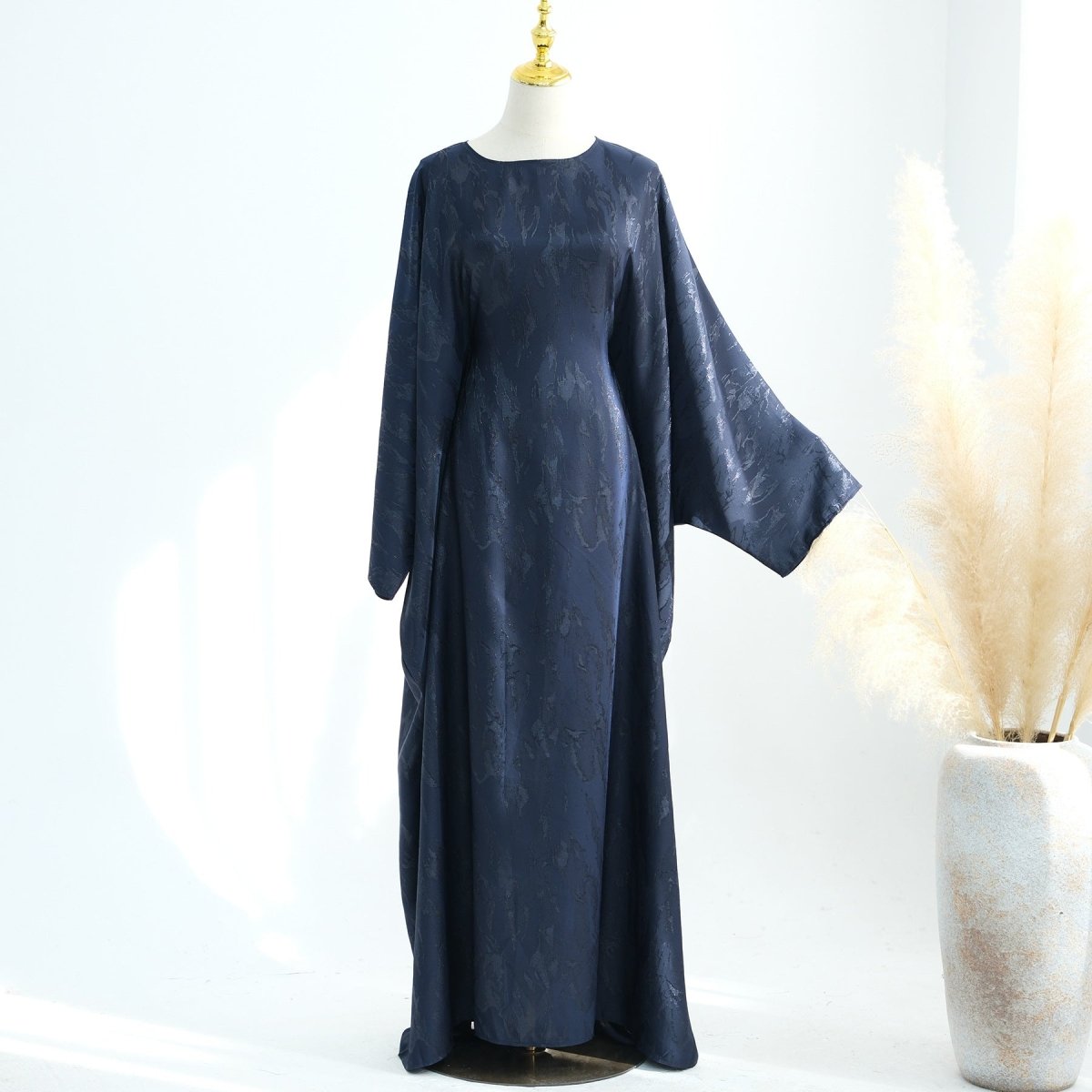 Abaya Maxi Manches Chauve-souris Jacquard (MA447)