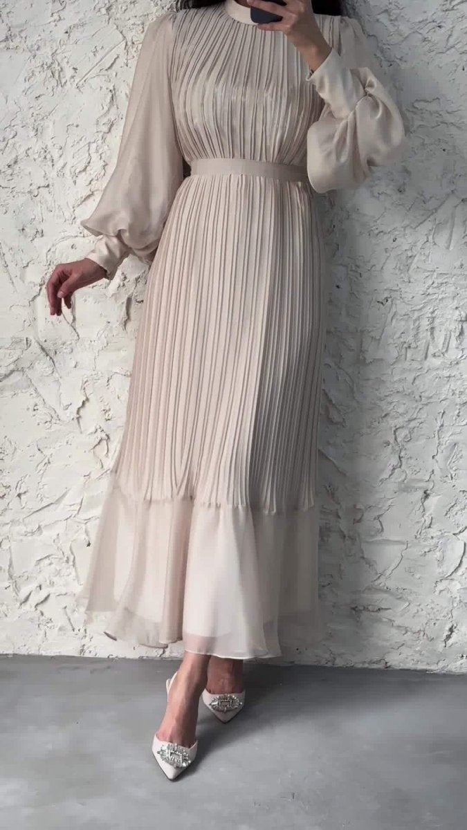 Robe Abaya élégante et légère à jupe longue texturée et manches bouffantes (MA201)