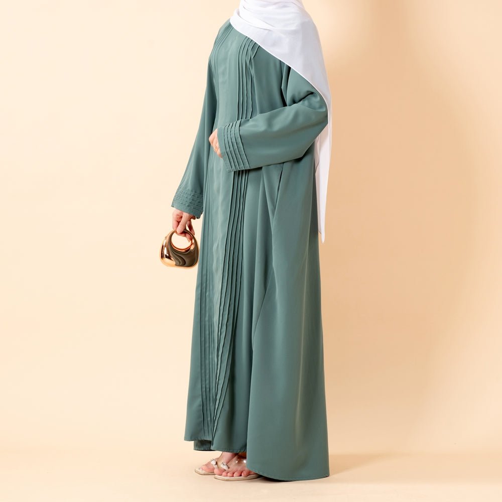 Abaya Serene plissée en georgette, coupe ample et longueur intégrale, style modeste (MA254)