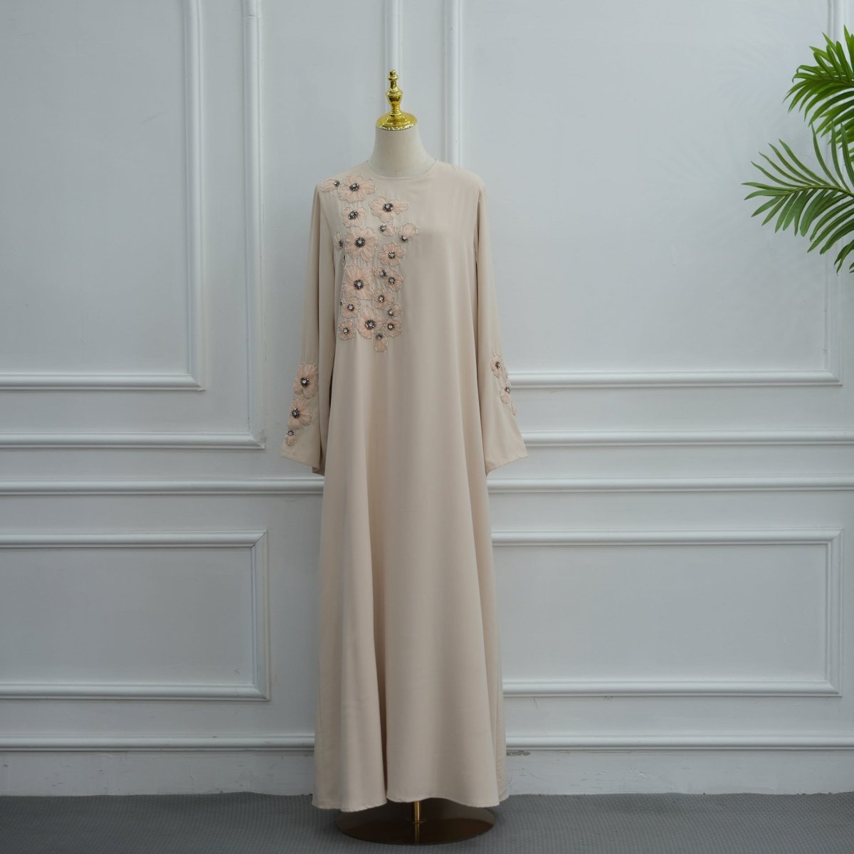 Robe Maxi Floral 3D Perlée à la Main (MA466)