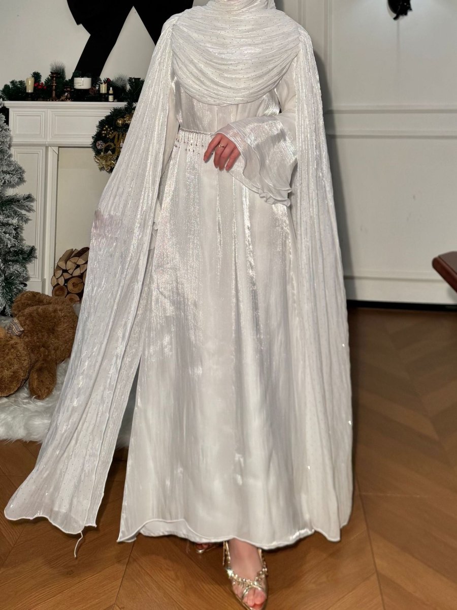 Robe Abaya Maxi à Manches Cape Plissées (MA430)