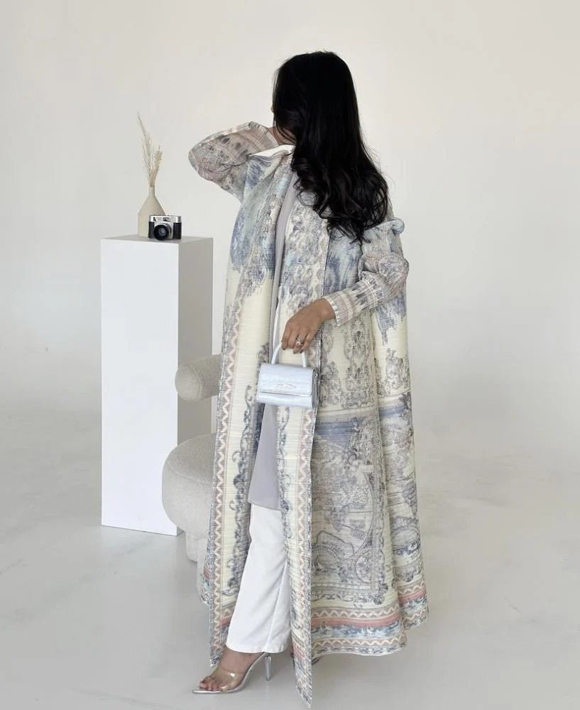 Trench-coat Musulman à Imprimé Floral - Veste Cape Robe Modeste pour la Ville (MOA212)