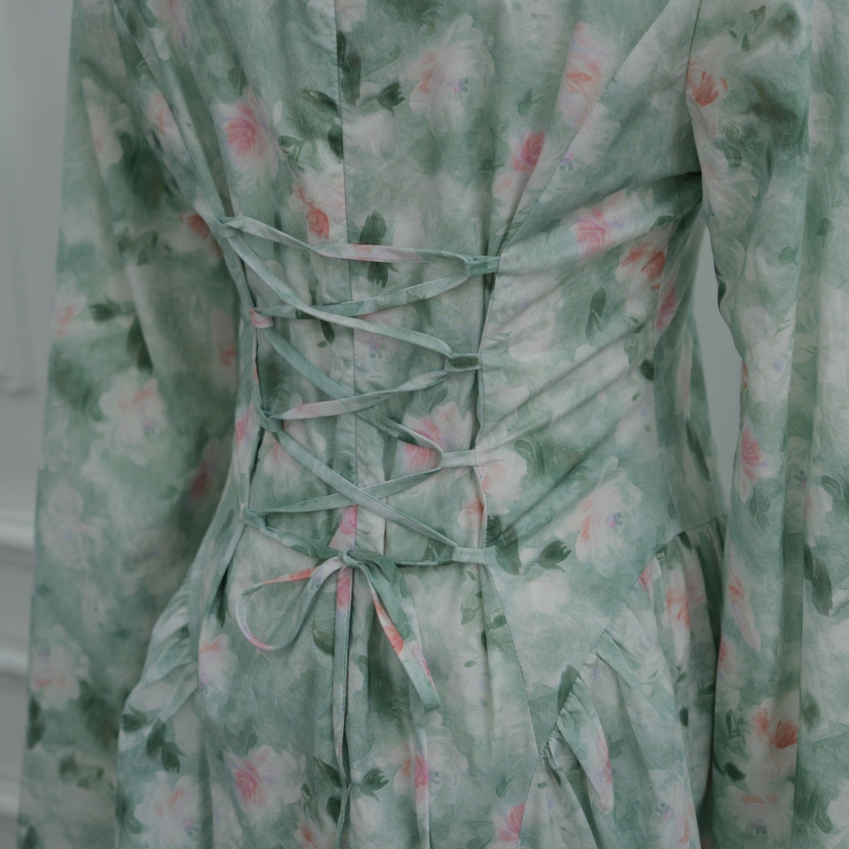 Robe Maxi à Manches Évasées Imprimé Floral Aquarelle (MS516)