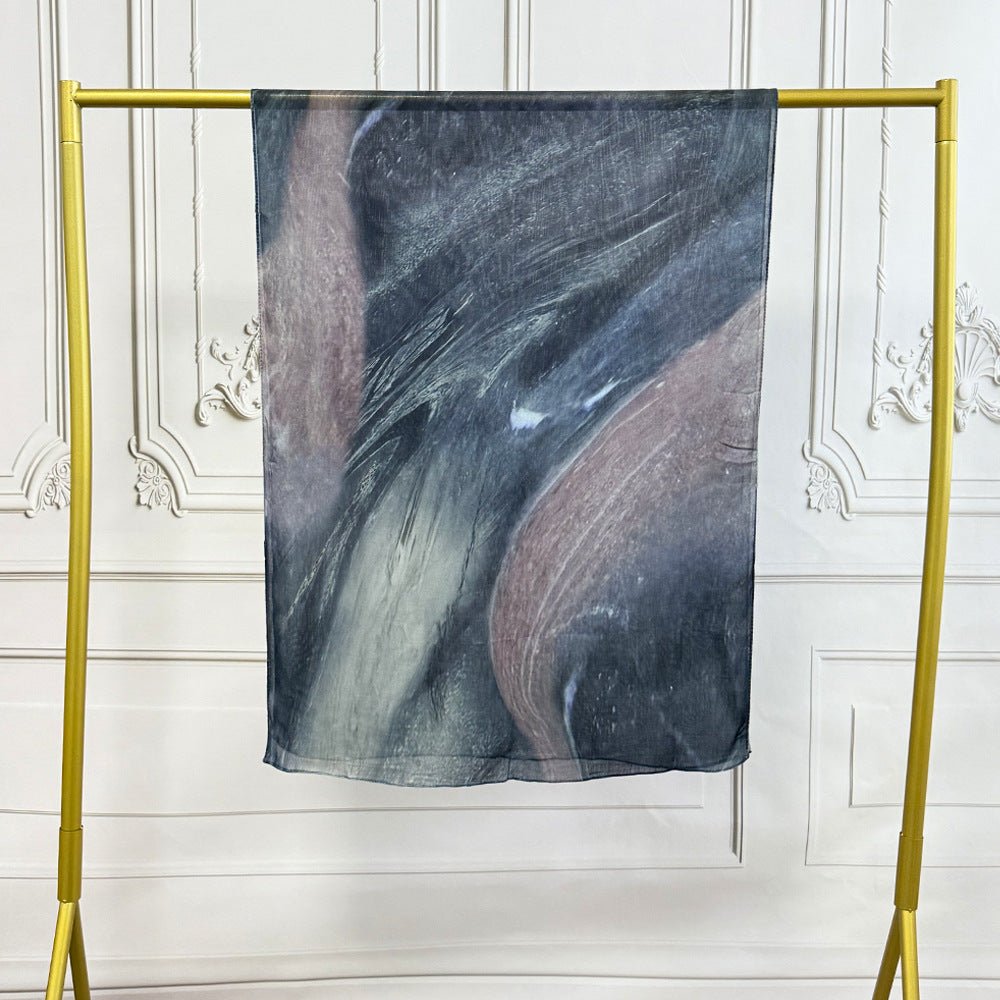 Hijab en coton artistique aquarelle avec motifs floraux peints (MH144)