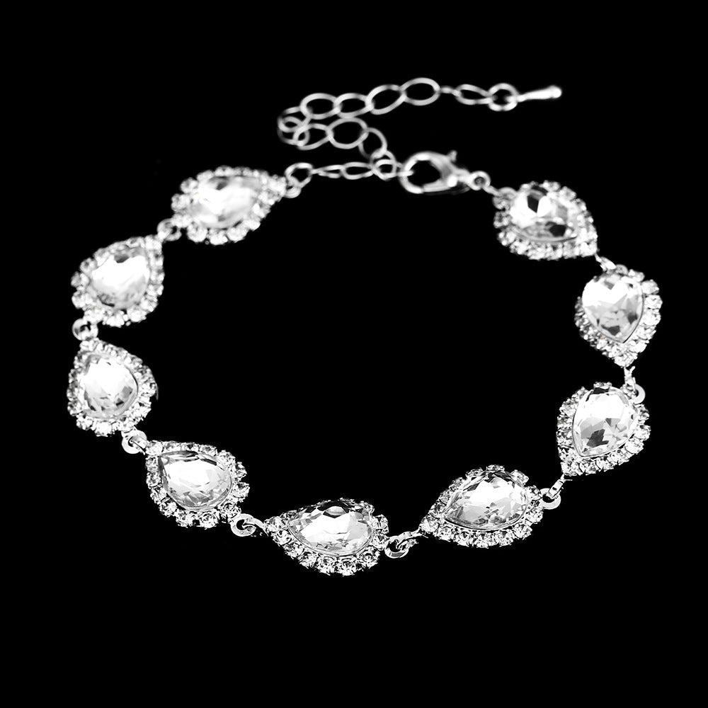 Collier et boucles d'oreilles pendantes MAC181 en zircons diamantés étincelants