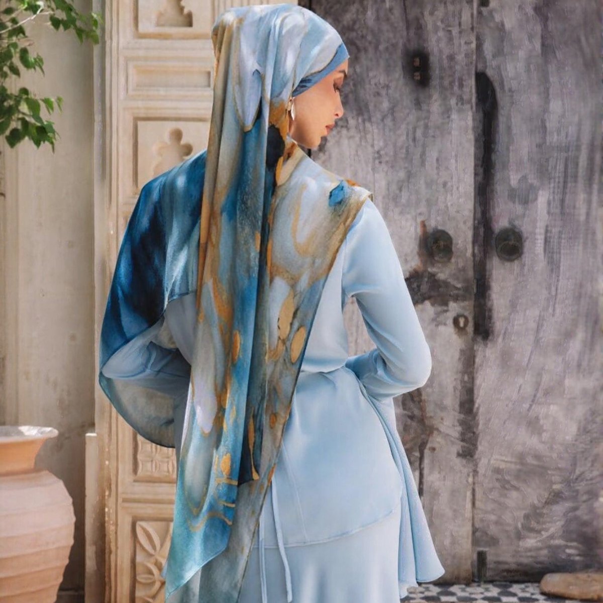 Écharpe Hijab en Coton Imprimé | Foulard Long Doux et Respirant (MH201)