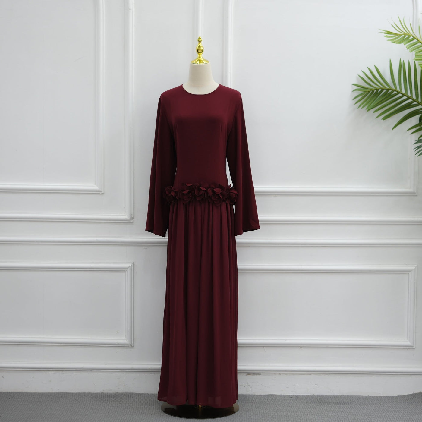 Robe Maxi Ajustée à la Taille 3D Rose(MS515)